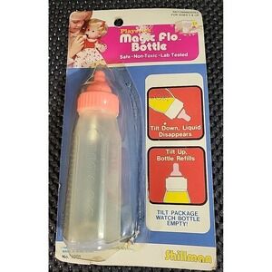 Vintage Playettes Magic Flo Bottle Pink Cap Pretend Liquid Disappears Shillman
